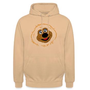 Sesamstraße Samson Gesicht - Unisex Hoodie - Pfirsich - Vorne - Alina (178cm) & Michal (187cm)