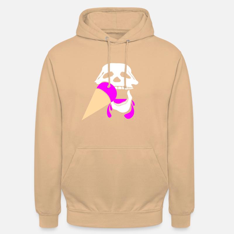 Crâne avec de la crème glacée - Sweat-shirt à capuche unisexe - pêche