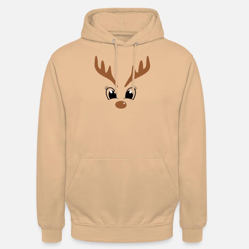 Renne mignon de Noël - Sweat-shirt à capuche unisexe - pêche
