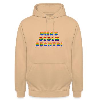 Omas gegen rechts - Unisex Hoodie - Pfirsich - Vorne - Alina (178cm) & Michal (187cm)