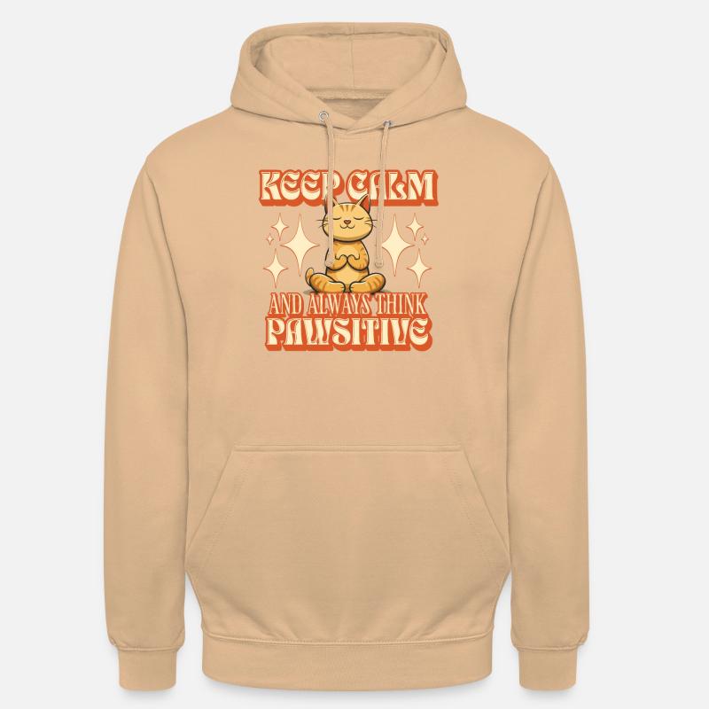 Keep Calm - pensez toujours PAWsitive - Sweat-shirt à capuche unisexe - pêche