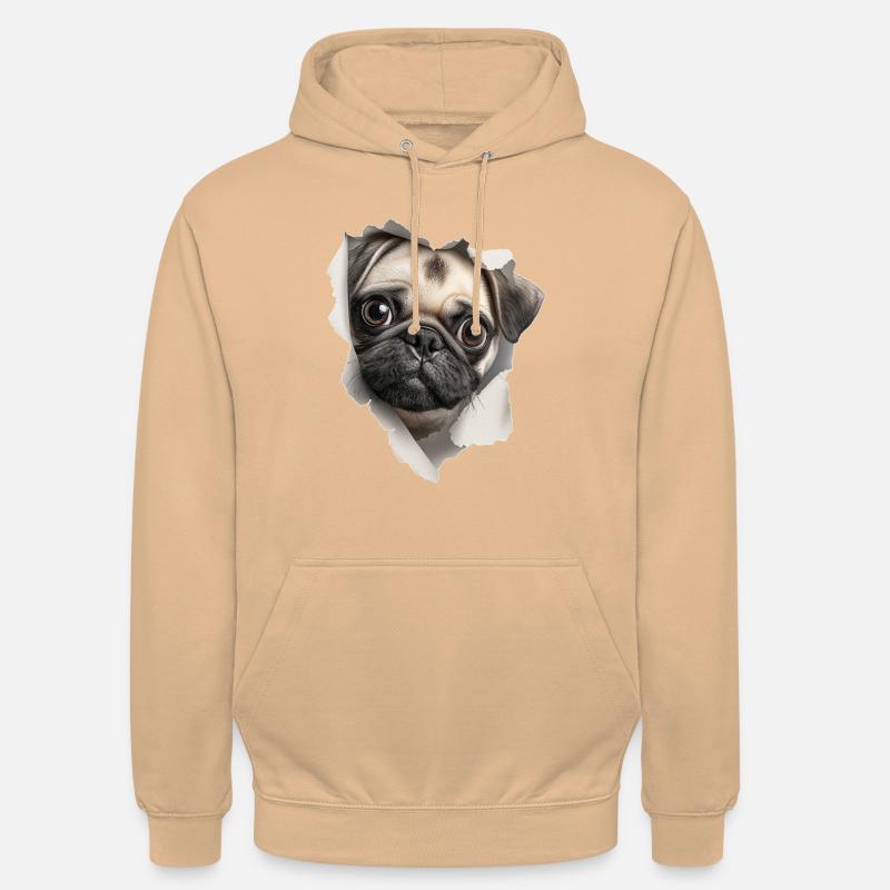 Mops - Bluza z kapturem typu unisex - brzoskwiniowy