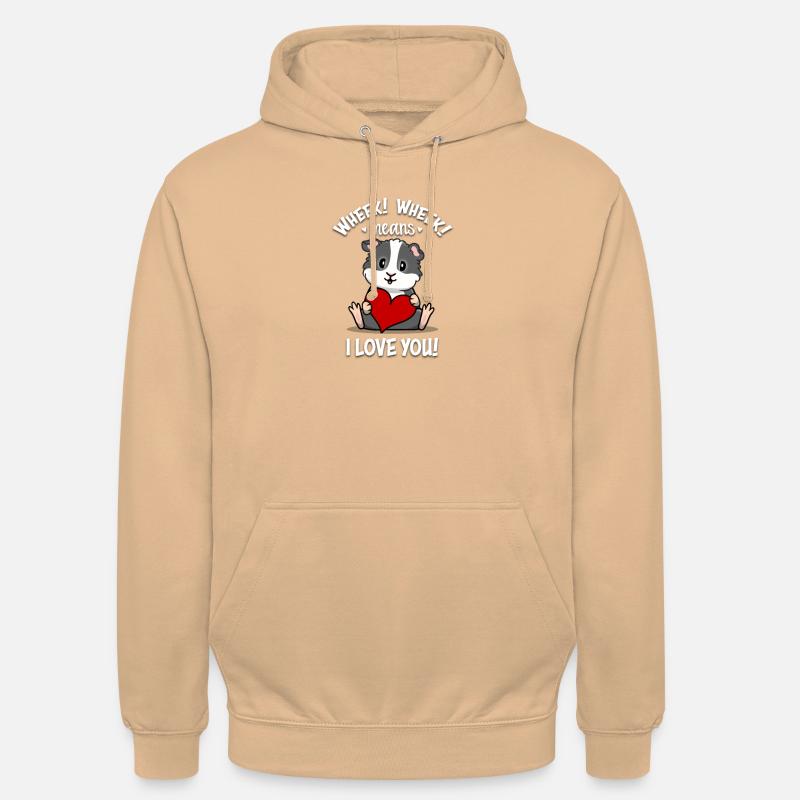 Cochon d’Inde noir et blanc - Sweat-shirt à capuche unisexe - pêche