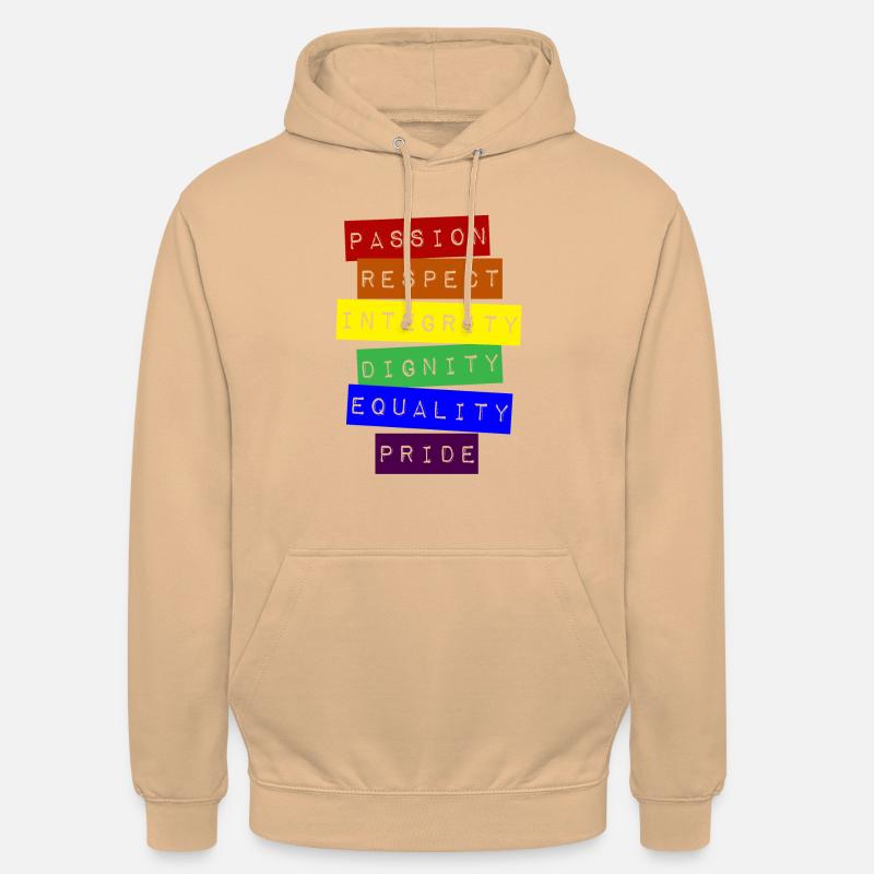 Respect, Integrity, Dignity, Equality, Pride - Unisex Hoodie - peach