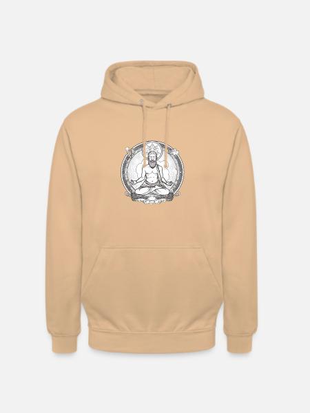 Sitzender meditierender Yoga Lehrer - Unisex Hoodie - Pfirsich