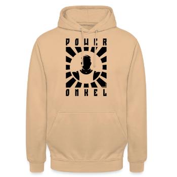 Power Onkel (Poweronkel / Strahlen / Black) - Unisex Hoodie - Pfirsich - Vorne - Alina (178cm) & Michal (187cm)