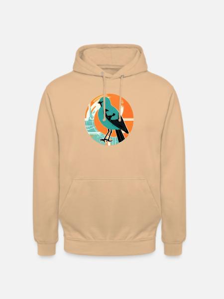 Vogel Sticker - Unisex Hoodie - Pfirsich