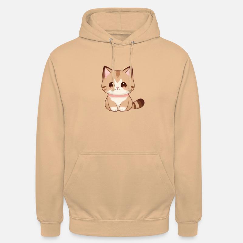 dessin chat, chat mignon, bébé chat - Sweat-shirt à capuche unisexe - pêche