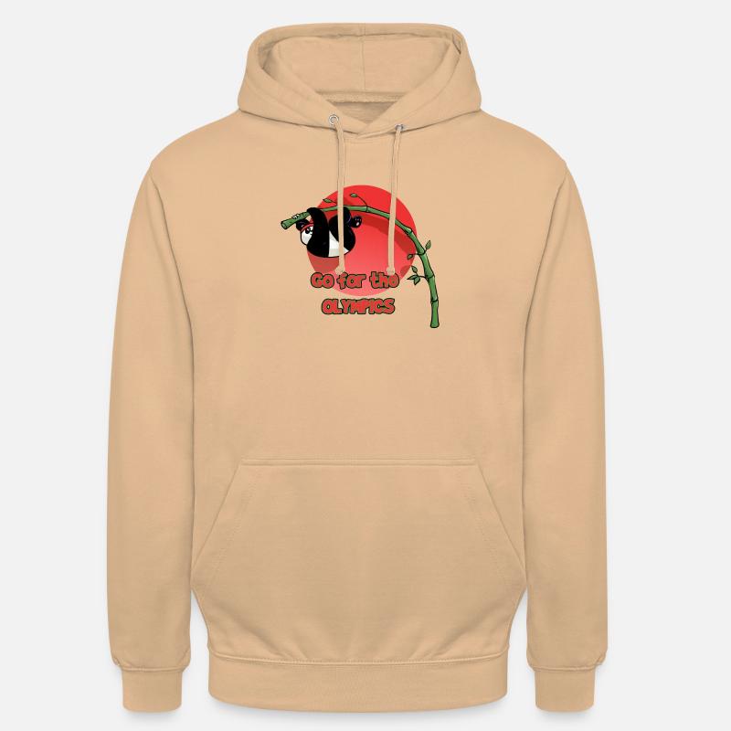 Panda Perchiste (version texte) - Sweat-shirt à capuche unisexe - pêche