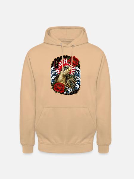 Schildkröte im japanischen Irezumi Stil - Unisex Hoodie - Pfirsich