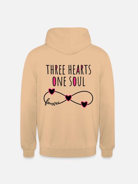 3 hearts soul Infinity forever for three friends - Unisex Hoodie - peach