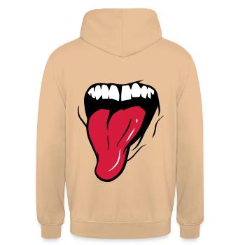 MUND + ZUNGE - Unisex Hoodie - Pfirsich - Hinten - Michal (187cm)
