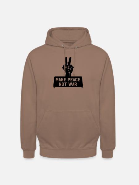 Make Peace Not War Hand with Peace Sign - Unisex Hoodie - mocha