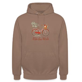 Fahrradtour Wind - Unisex Hoodie - Mokka - Vorne - Alina (178cm) & Michal (187cm)