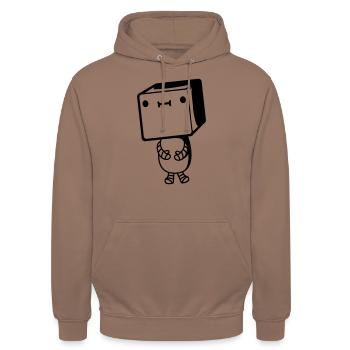 Petit robot mignon - Sweat-shirt à capuche unisexe - moka - Devant - Alina (178cm) & Michal (187cm)