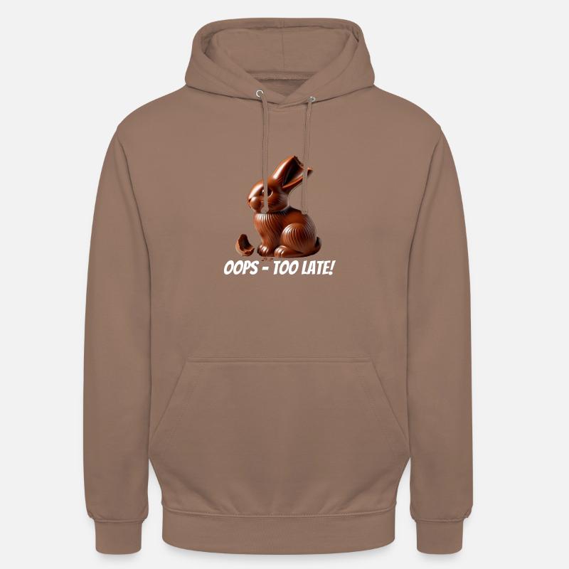 Oops – too late! Broken chocolate Easter bunny - Unisex Hoodie - mocha