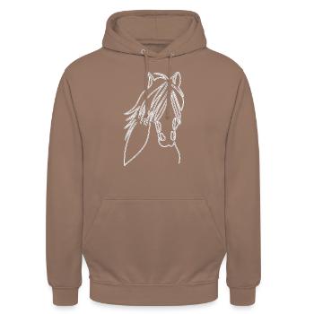 Schöner Pferdekopf mit wilder Mähne - Unisex Hoodie - Mokka - Vorne - Alina (178cm) & Michal (187cm)