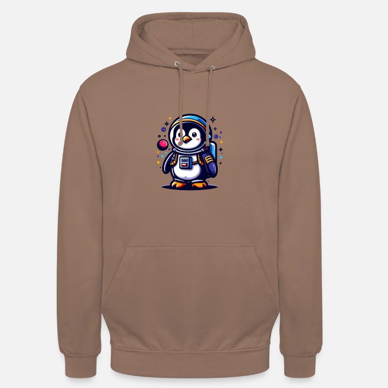 Pingouin de l’espace - Sweat-shirt à capuche unisexe - moka