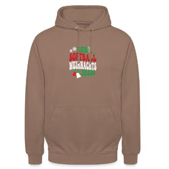 Weihnachten Softball Spielerin Softballspielerin - Unisex Hoodie - Mokka - Vorne - Alina (178cm) & Michal (187cm)