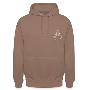 minimalist houseplant - Unisex Hoodie - mocha - Front - Alina (178cm) & Michal (187cm)