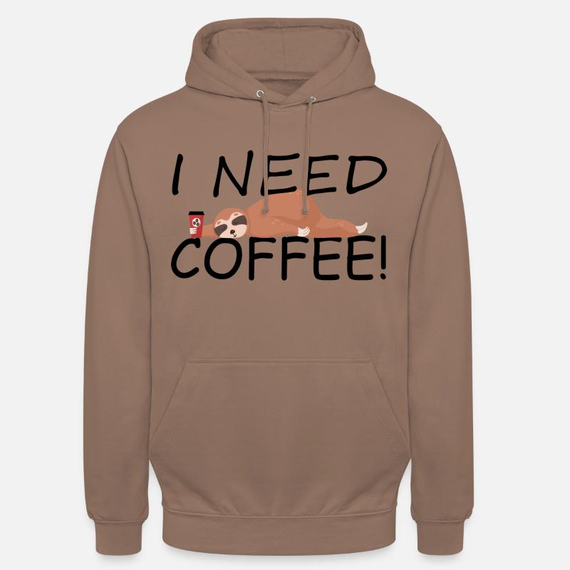 Funny sloth with an empty coffee mug - Unisex Hoodie - mocha