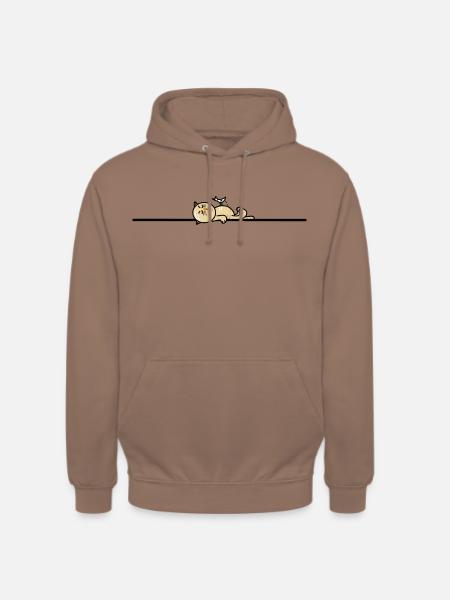 Lustige Katze mit Möwe - Unisex Hoodie - Mokka