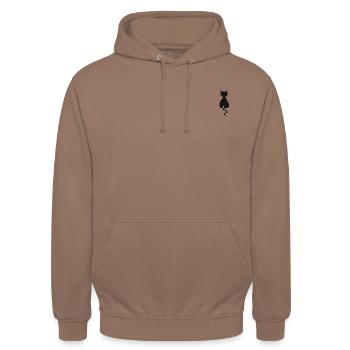 Katze Schwarz - Unisex Hoodie - Mokka - Vorne - Alina (178cm) & Michal (187cm)