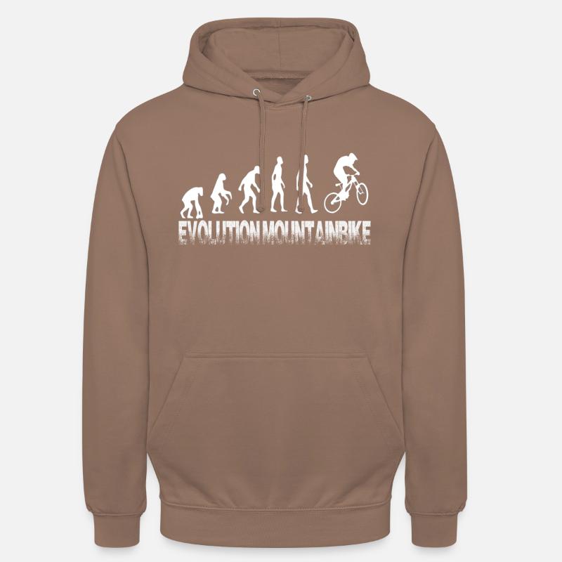 Evolution mountain bike - from monkey to biker - Unisex Hoodie - mocha