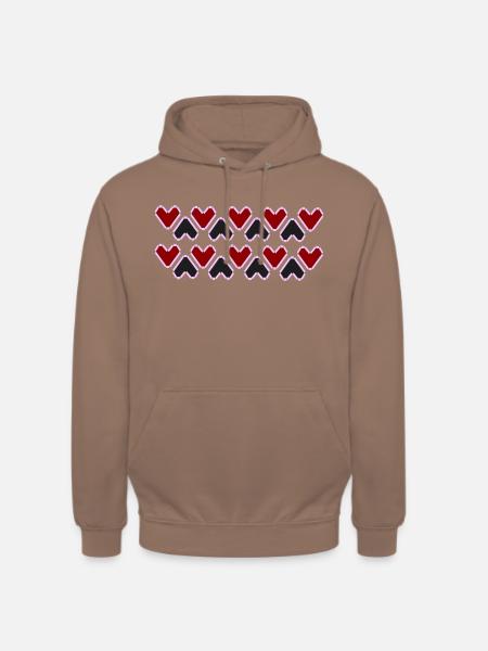 Herzmuster (Rot und Schwarz) - Unisex Hoodie - Mokka