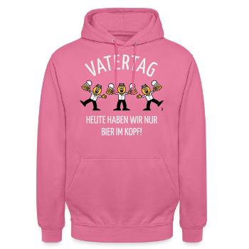 Vatertag – Bier Im Kopf (Karikatur Tanz / 3C / W) - Unisex Hoodie - Pink - Vorne - Alina (178cm) & Michal (187cm)