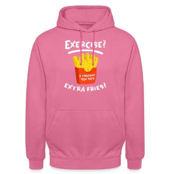 Exercise? Extra frieze? UNISEX FOOD - Unisex Hoodie - pink - Front - Alina (178cm) & Michal (187cm)