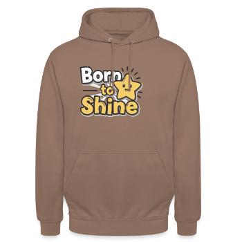 Né pour briller – Strahlender Stern - Sweat-shirt à capuche unisexe - moka - Devant - Alina (178cm) & Michal (187cm)