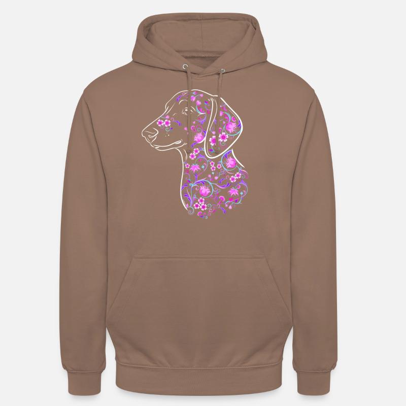 Fleurs de teckel II - Sweat-shirt à capuche unisexe - moka