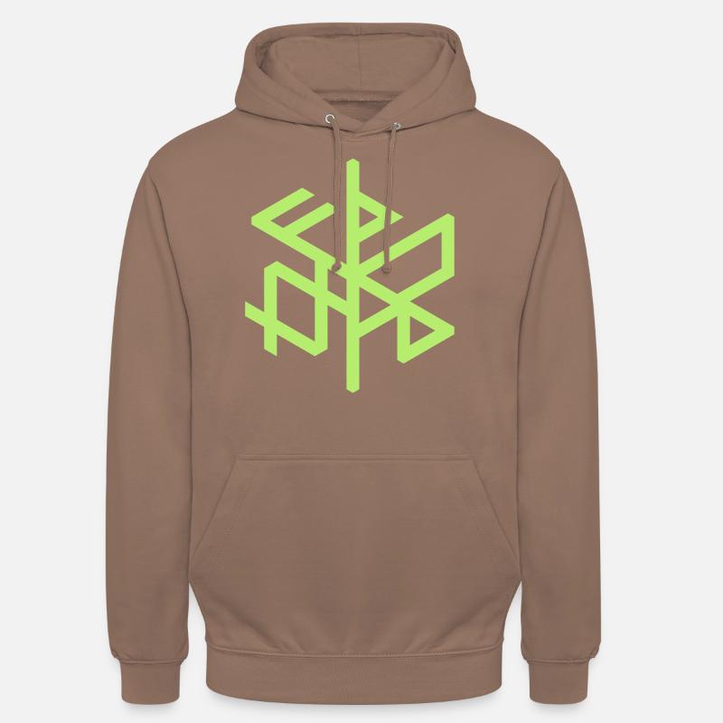 Thuringian "Þuringa" hexa binding rune, right / cw, QRF0 © - Unisex Hoodie - mocha