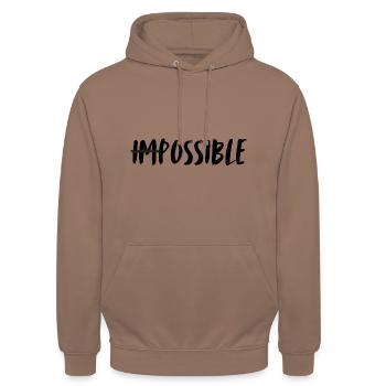 Impossible. possible. Rendre l’impossible possible. - Sweat-shirt à capuche unisexe - moka - Devant - Alina (178cm) & Michal (187cm)