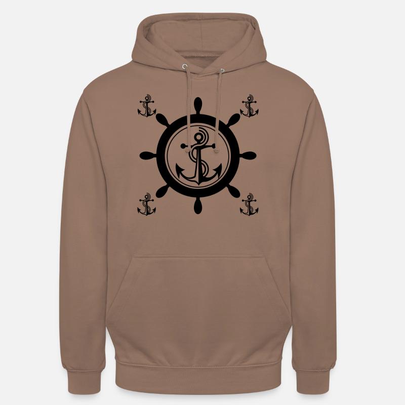 schiffsruder mit anker,anker schiffsruder - Unisex Hoodie - Mokka