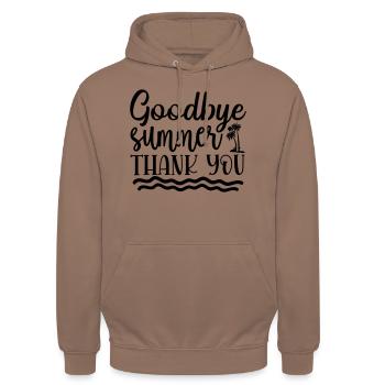 10 goodbye summer thank you - Unisex Hoodie - Mokka - Vorne - Alina (178cm) & Michal (187cm)