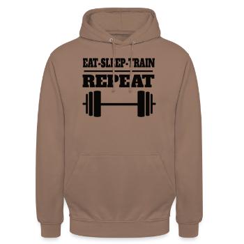 Fitness Strength Training Fit Muscle Bodybuilder - Sweat-shirt à capuche unisexe - moka - Devant - Alina (178cm) & Michal (187cm)