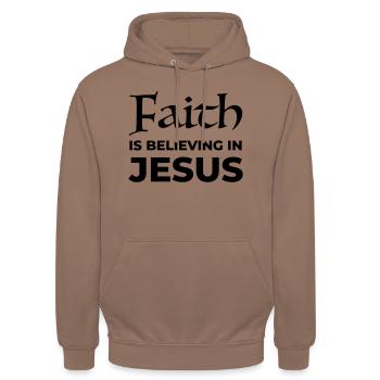 Glaube an Jesus - Unisex Hoodie - Mokka - Vorne - Alina (178cm) & Michal (187cm)