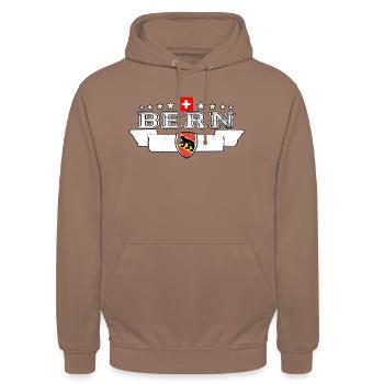 Ma ville de Berne - Sweat-shirt à capuche unisexe - moka - Devant - Alina (178cm) & Michal (187cm)