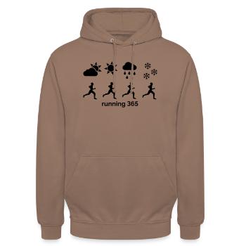 Course à pied 365 - Sweat-shirt à capuche unisexe - moka - Devant - Alina (178cm) & Michal (187cm)