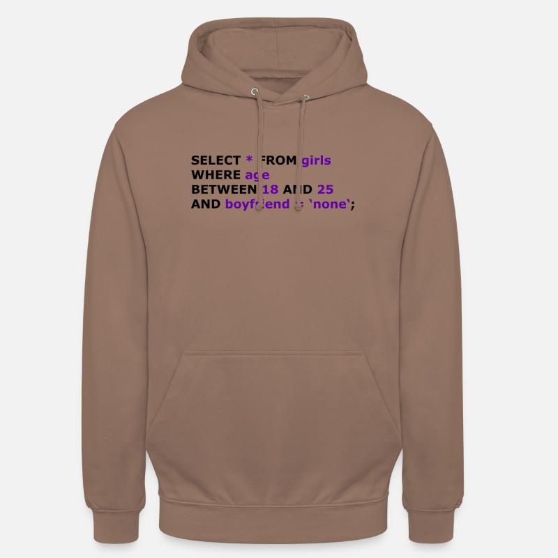 SQL select * des filles - Sweat-shirt à capuche unisexe - moka