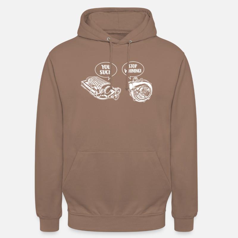 Turbocompresseur vs Supercompresseur - Car Guy Mechanic - Sweat-shirt à capuche unisexe - moka