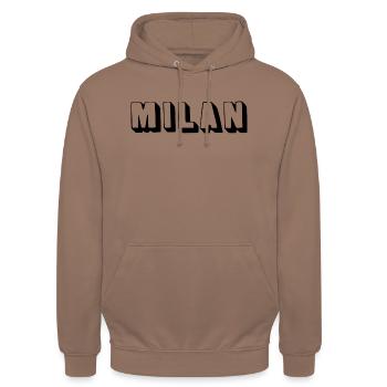 Name - Milan - Unisex Hoodie - Mokka - Vorne - Alina (178cm) & Michal (187cm)