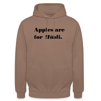 Apples are for Müsli 2 - Unisex Hoodie - mocha - Front - Alina (178cm) & Michal (187cm)