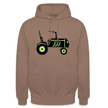 Traktor Landmaschine Schlepper - Unisex Hoodie - Mokka - Vorne - Alina (178cm) & Michal (187cm)