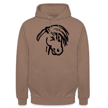 Zwinkern Pony frech Pferdekopf Geschenk lustig - Unisex Hoodie - Mokka - Vorne - Alina (178cm) & Michal (187cm)