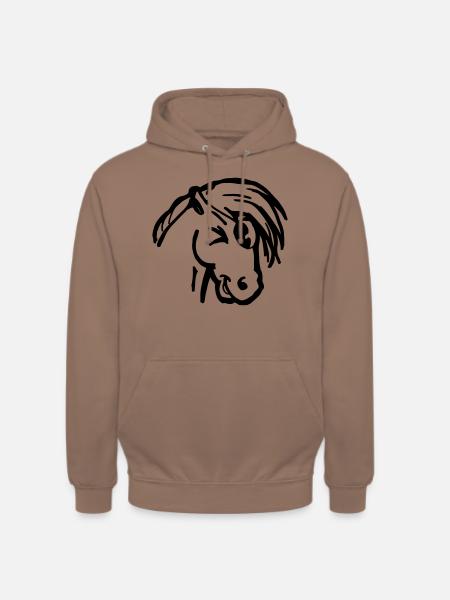 Knipoog pony brutale paard hoofd cadeau grappig - Uniseks hoodie - mokka