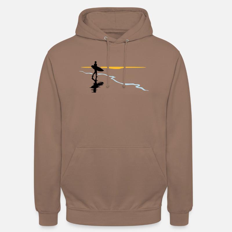 Surfeur à la plage - Sweat-shirt à capuche unisexe - moka