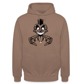 Little Bechthild Good Mood Punk Skull Vector - Sweat-shirt à capuche unisexe - moka - Devant - Alina (178cm) & Michal (187cm)